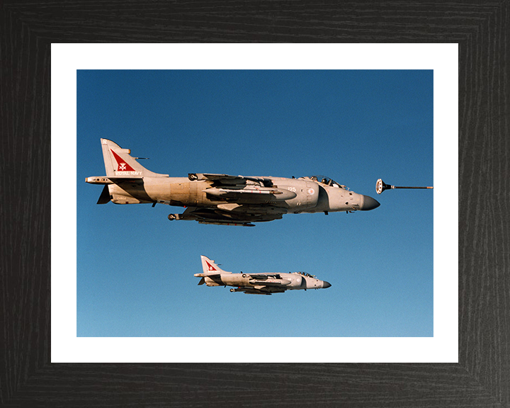 Harrier FA2 Jet Air to Air Refuelling Photo Print - Royal Navy Aircraft Posters, Prints, & Visual Artwork Hampshire Prints 10 x 8 Black Frame Yes