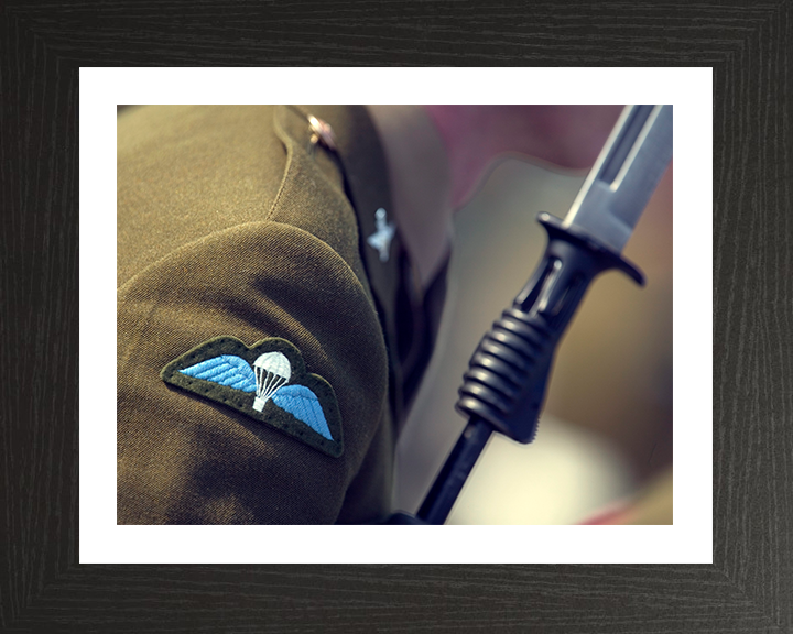 Army Parachutist Wings Closesup Photo Print - British Army Hampshire Prints 10 x 8 Black Frame Yes