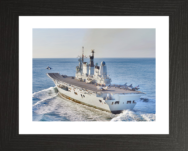 HMS Ark Royal (R07) Royal Navy Invincible Class Aircraft Carrier Takeoff Photo Print Wall Art Decor Posters, Prints, & Visual Artwork Hampshire Prints 10 x 8 Black Frame Yes