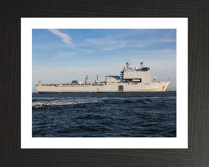 RFA Lyme Bay (L3007) Photo Print - Starboard Beam 2025 - Royal Fleet Auxiliary Bay Class Ship Hampshire Prints 10 x 8 Black Frame Yes