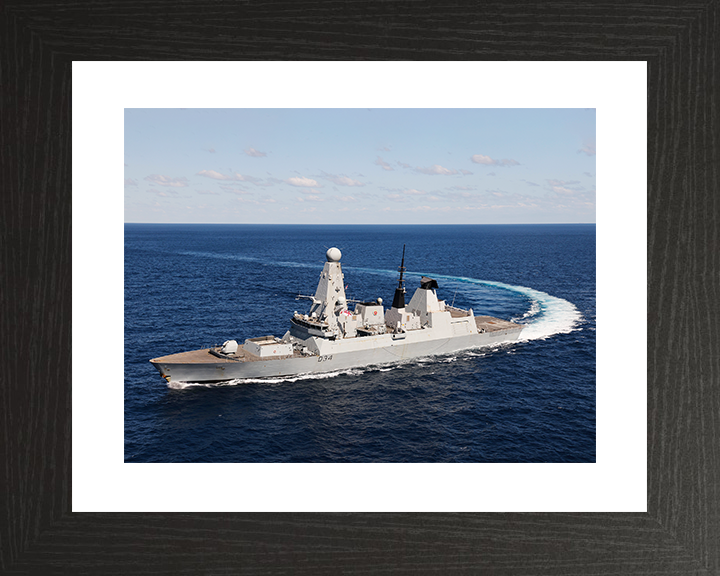 HMS Diamond (D34) Royal Navy Type 45 Destroyer Hard Turn Photo Print Wall Art Decor Posters, Prints, & Visual Artwork Hampshire Prints 10 x 8 Black Frame Yes