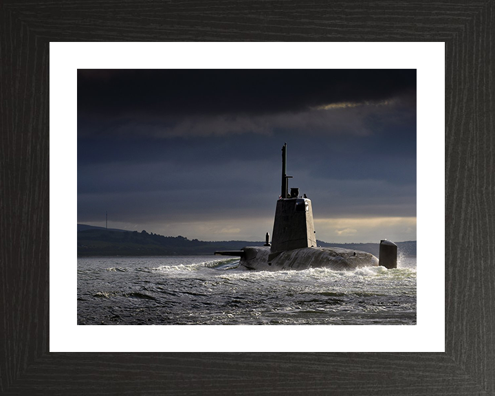 HMS Ambush (S120) Photo Print - Port Quarter View - Royal Navy Astute Class Submarine Hampshire Prints 10 x 8 Black Frame Yes