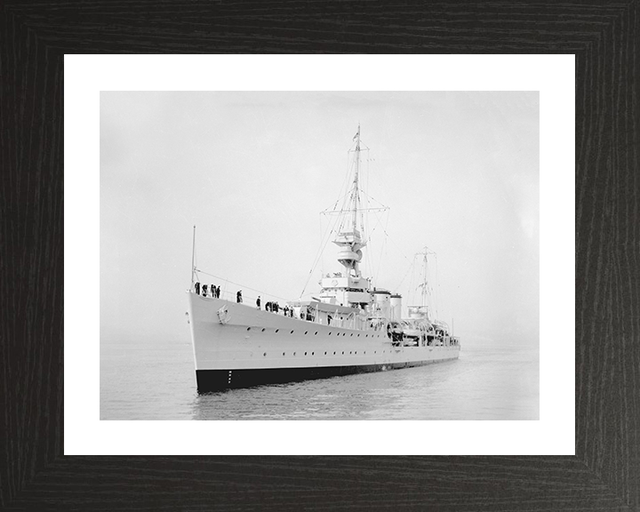 HMS Despatch (D30) Photo Print - Port Bow View - Royal Navy Danae Class Cruiser Hampshire Prints 10 x 8 Black Frame Yes