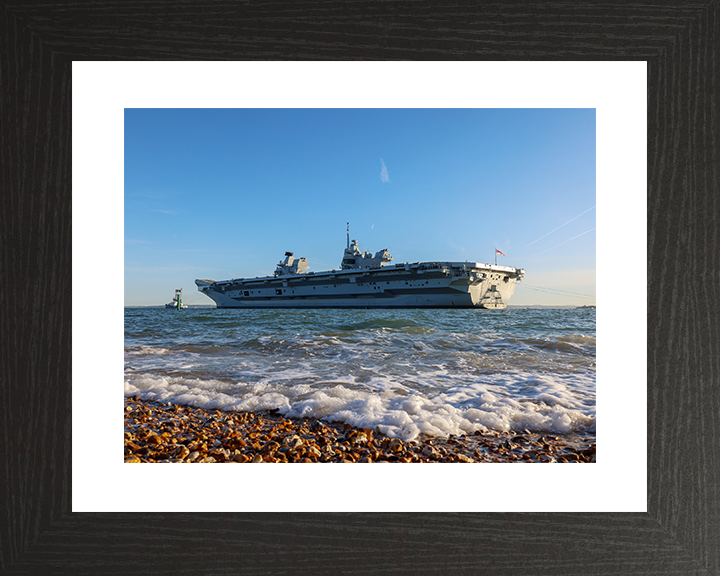 HMS Prince of Wales (R09) Royal Navy Queen Elizabeth Class Aircraft Carrier Photo Print Apr 26 Wall Art Posters, Prints, & Visual Artwork Hampshire Prints 10 x 8 Black Frame Yes