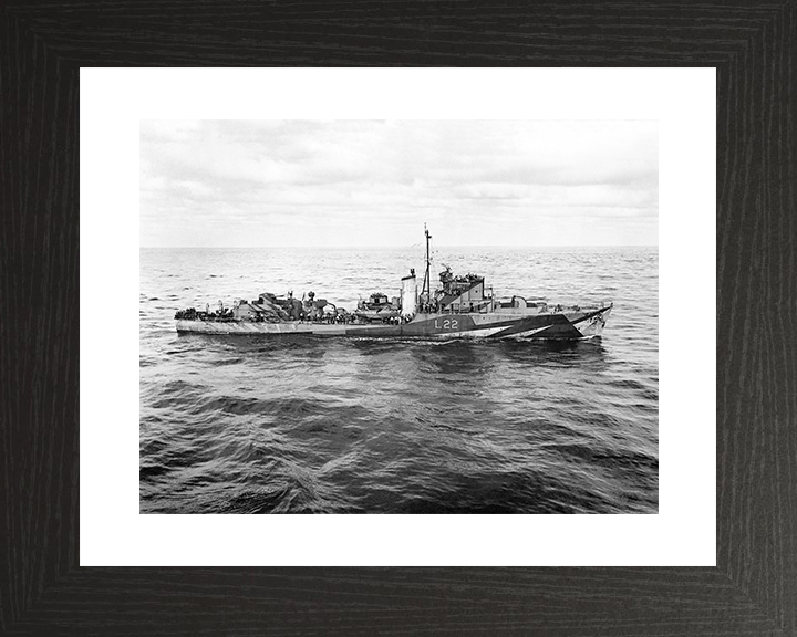 HMS Aldenham (L22) Royal Navy Hunt Class Escort Destroyer Starboard View Photo Print Wall Art Naval Decor Posters, Prints, & Visual Artwork Hampshire Prints 10 x 8 Black Frame Yes
