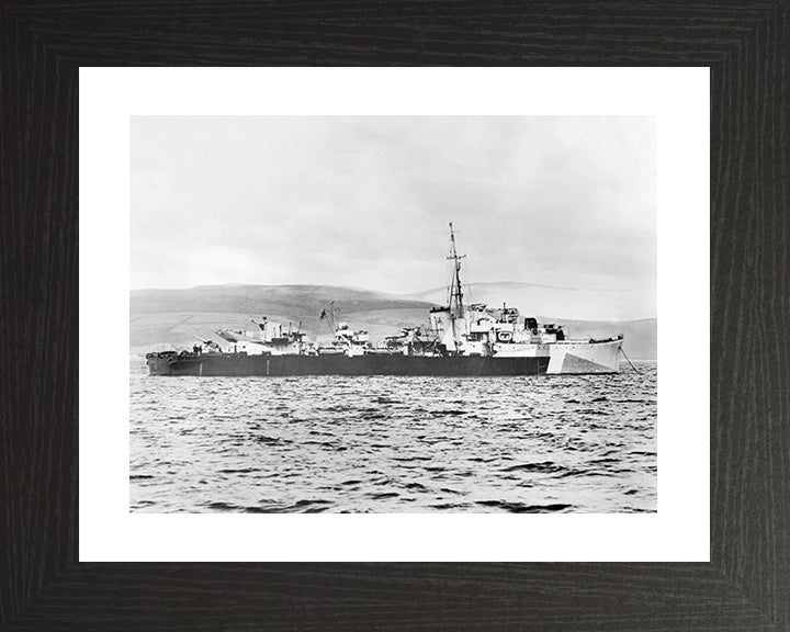 HMS Obedient (G48) Photo Print - Starboard View - Royal Navy O Class Destroyer Hampshire Prints 10 x 8 Black Frame Yes