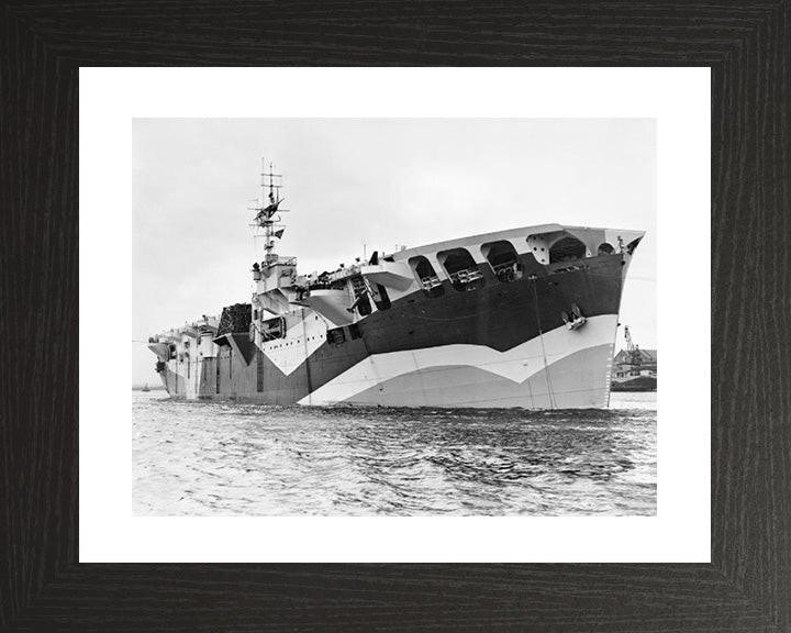 HMS Pretoria Castle (F61) Photo Print - At Anchor - Royal Navy Merchant Cruiser Hampshire Prints 10 x 8 Black Frame Yes