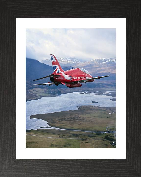RAF Red Arrows Hawk Jet over Lossiemouth 2024 Photo Print - Royal Air Force Aircraft Posters, Prints, & Visual Artwork Hampshire Prints 10 x 8 Black Frame Yes