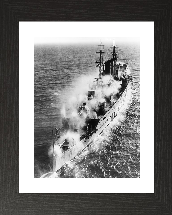 HMS Cumberland (57) Royal Navy County Class Cruiser Pre Wetting Photo Print Wall Art Decor Posters, Prints, & Visual Artwork Hampshire Prints 10 x 8 Black Frame Yes