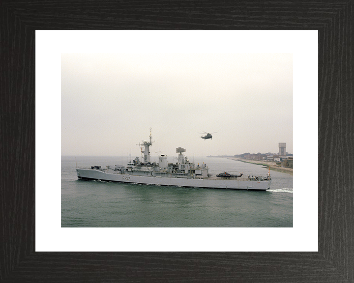 HMS Danae (F47) Royal Navy Leander Class Frigate Leaving Portsmouth Photo Print Wall Art Decor Posters, Prints, & Visual Artwork Hampshire Prints 10 x 8 Black Frame Yes