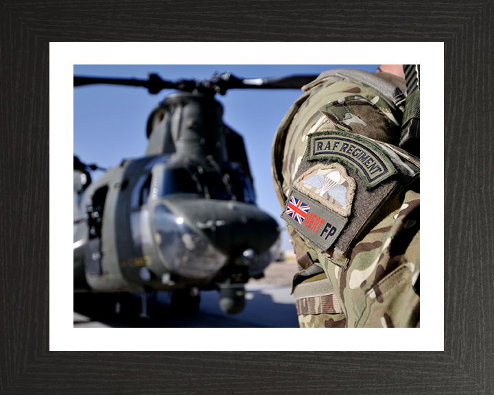 RAF Regiment MERT Force Protection badge Photo Print - Royal Air Force Hampshire Prints 10 x 8 Black Frame Yes