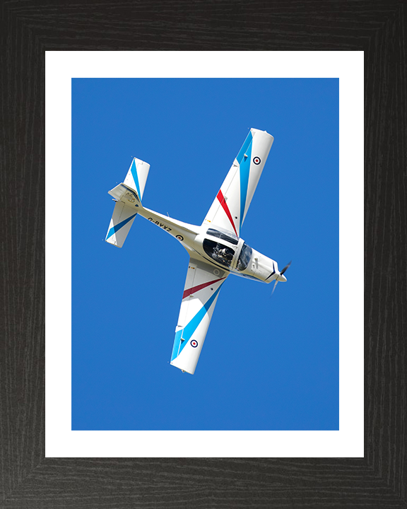 RAF Grob 115E Tutor aircraft in flight Photo Print - Royal Air Force Aircraft Hampshire Prints 10 x 8 Black Frame Yes