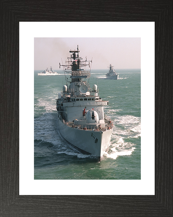 HMS Cardiff (D108) Royal Navy Type 42 Destroyer High Bow View Photo Print Wall Art Decor Posters, Prints, & Visual Artwork Hampshire Prints 10 x 8 Black Frame Yes