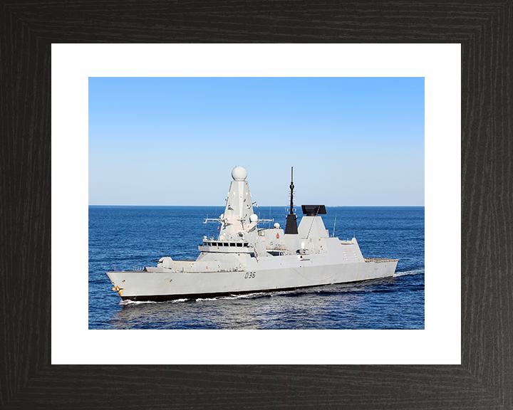 HMS Defender (D36) Royal Navy Type 45 Destroyer High Port Side View Photo Print Wall Art Decor Posters, Prints, & Visual Artwork Hampshire Prints 10 x 8 Black Frame Yes
