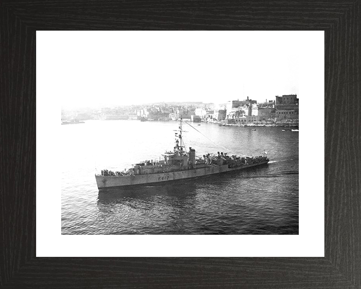 HMS Halladale (K417) Photo Print - Valletta 1946 - Royal Navy River Class Frigate Posters, Prints, & Visual Artwork Hampshire Prints 10 x 8 Black Frame Yes