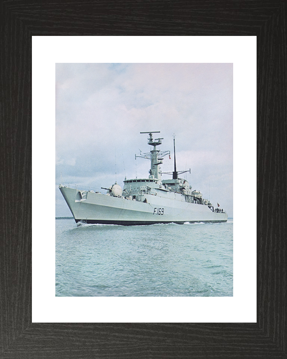 HMS Amazon (F169) Royal Navy Type 21 Frigate Port Bow Portrait View Photo Print Wall Art Decor Posters, Prints, & Visual Artwork Hampshire Prints 10 x 8 Black Frame Yes