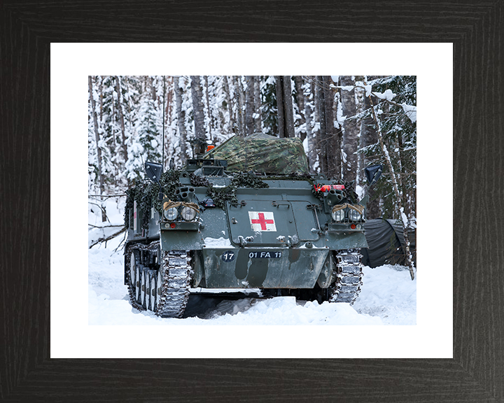 British Army Battlefield Ambulance in the Snow Photo Print Wall Art Military Vehicle Decor Poster Posters, Prints, & Visual Artwork Hampshire Prints 10 x 8 Black Frame Yes