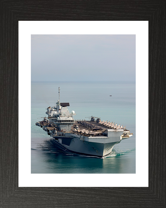 HMS Prince of Wales (R09) Photo Print - Arriving in Darwin 2025 - Royal Navy Queen Elizabeth Class Aircraft Carrier Hampshire Prints 10 x 8 Black Frame Yes