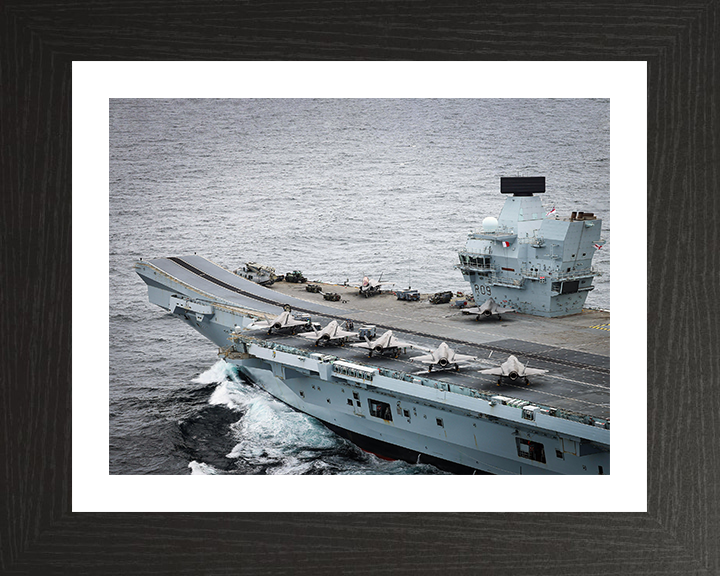 HMS Prince of Wales (R09) Photo Print - Ski Jump Closeup 2025 - Royal Navy Queen Elizabeth Class Aircraft Carrier Hampshire Prints 10 x 8 Black Frame Yes