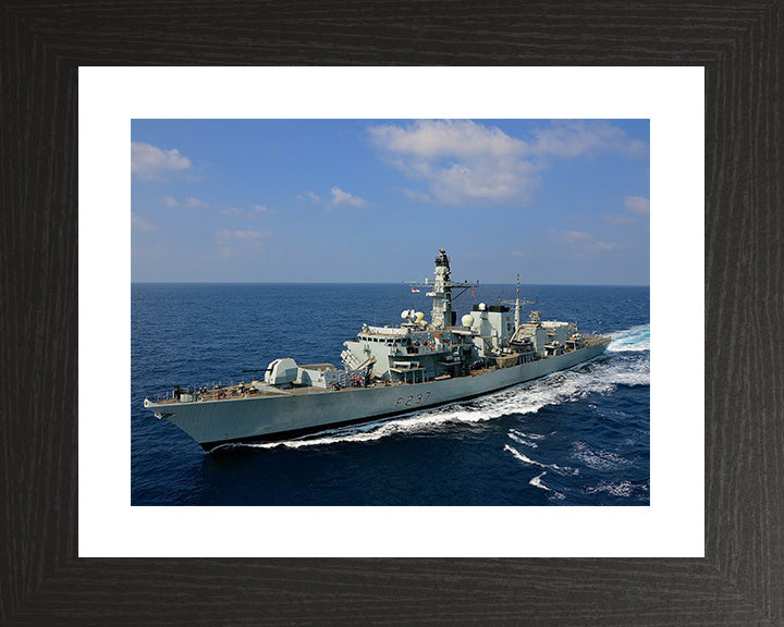 HMS Westminster (F237) Photo Print - Underway High Port Bow View - Royal Navy Type 23 Frigate Hampshire Prints 10 x 8 Black Frame Yes