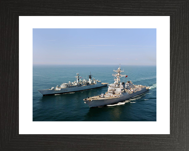 HMS Cumberland (F85) Royal Navy Type 22 Frigate Alongside USS Winston S. Churchill Photo Print Wall Art Decor Posters, Prints, & Visual Artwork Hampshire Prints 10 x 8 Black Frame Yes