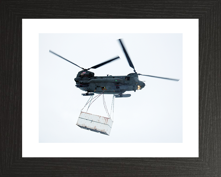 RAF Chinook Helicopter With Load Photo Print Royal Air Force Aircraft Wall Art Aviation Decor Posters, Prints, & Visual Artwork Hampshire Prints 10 x 8 Black Frame Yes