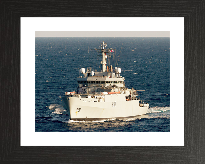 HMS Echo (H87) Royal Navy Echo Class Survey Vessel Underway Photo Print Wall Art Decor Posters, Prints, & Visual Artwork Hampshire Prints 10 x 8 Black Frame Yes