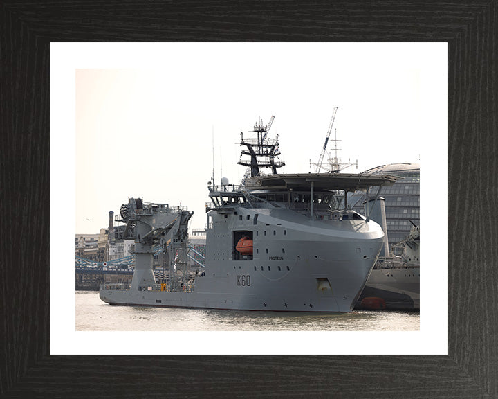 RFA Proteus (K60) Photo Print - London - Royal Fleet Auxiliary Ocean Surveillance Ship Hampshire Prints 10 x 8 Black Frame Yes