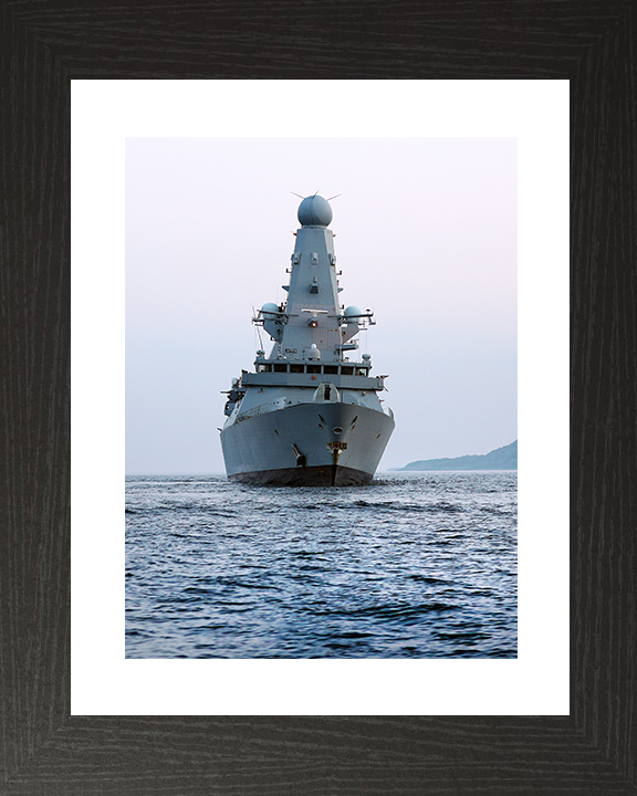 HMS Defender (D36) Royal Navy Type 45 Destroyer Low Bow View Photo Print Wall Art Decor Posters, Prints, & Visual Artwork Hampshire Prints 10 x 8 Black Frame Yes