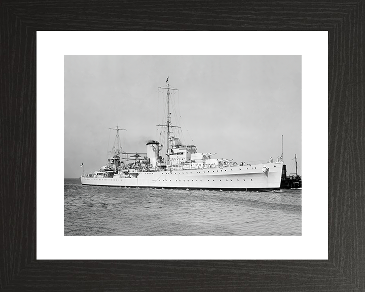 HMS Achilles (C70) Royal Navy Leander Class Light Cruiser Photo Print Starboard View Warship Wall Art Posters, Prints, & Visual Artwork Hampshire Prints 10 x 8 Black Frame Yes
