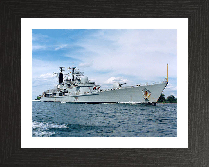 HMS Manchester (D95) Photo Print - Low Starboard View - Royal Navy Type 42 Destroyer Hampshire Prints 10 x 8 Black Frame Yes