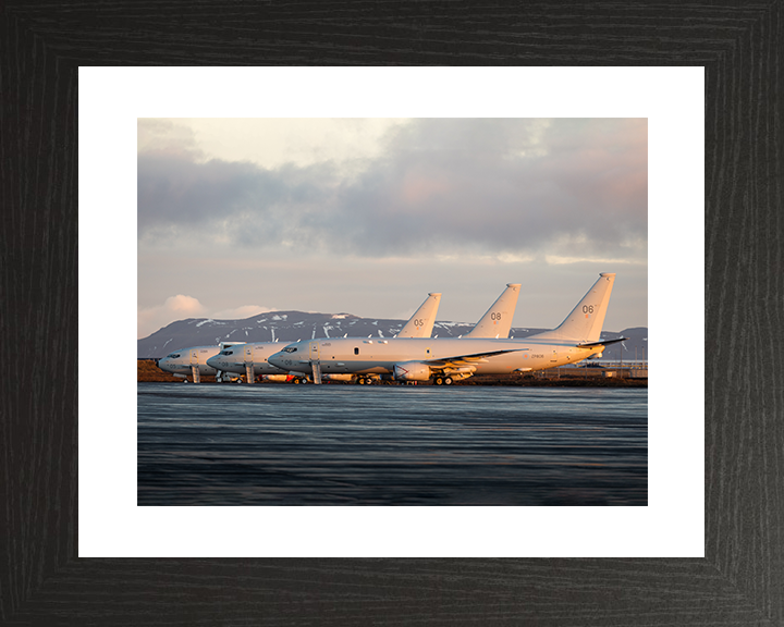 RAF Poseidon MRA1 (P8A) on the Apron at Sunrise Royal Air Force Aircraft Photo Print Wall Art Aviation Decor UK Posters, Prints, & Visual Artwork Hampshire Prints 10 x 8 Black Frame Yes