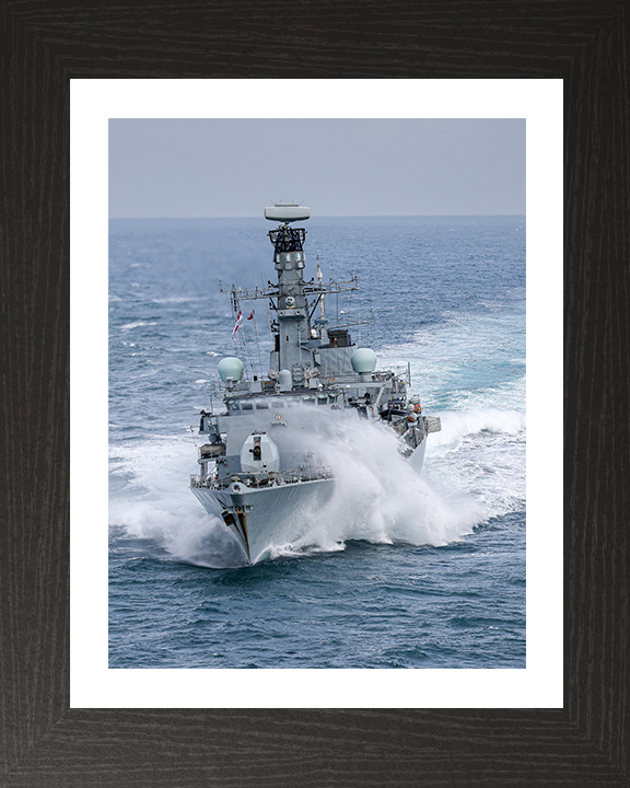 HMS Iron Duke (F234) Photo Print - Bow View 2025 - Royal Navy Type 23 Frigate Hampshire Prints 10 x 8 Black Frame Yes