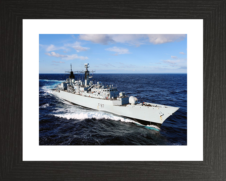 HMS Chatham (F87) Royal Navy Type 22 Frigate High Starboard View Photo Print Wall Art Decor Posters, Prints, & Visual Artwork Hampshire Prints 10 x 8 Black Frame Yes