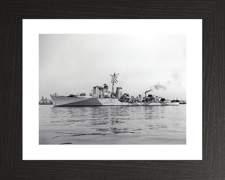 HMS Badsworth (L03) Royal Navy Hunt Class Destroyer Port Side View Photo Print Wall Art Decor Posters, Prints, & Visual Artwork Hampshire Prints 10 x 8 Black Frame Yes