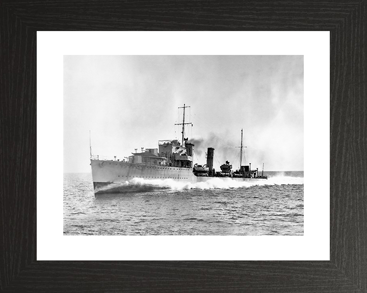 HMS Diamond (H22) Royal Navy D Class Destroyer Port Bow View Photo Print Wall Art Decor Posters, Prints, & Visual Artwork Hampshire Prints 10 x 8 Black Frame Yes