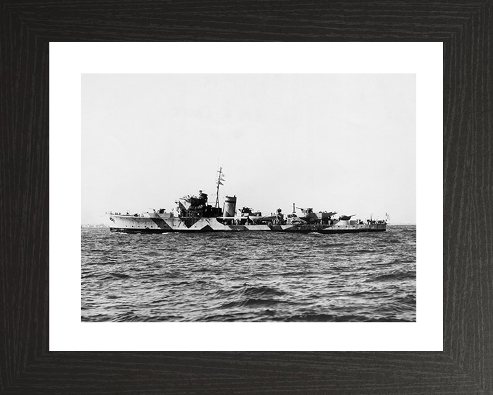 HMS Calpe (L71) Photo Print - At Sea 1942 - Royal Navy Hunt Class Destroyer Posters, Prints, & Visual Artwork Hampshire Prints 10 x 8 Black Frame Yes