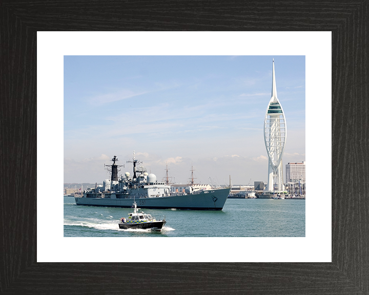 HMS Edinburgh (D97) Royal Navy Type 42 Destroyer Leaving Portsmouth Photo Print Wall Art Decor Posters, Prints, & Visual Artwork Hampshire Prints 10 x 8 Black Frame Yes