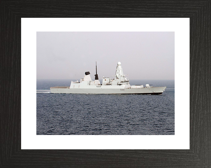 HMS Daring (D32) Royal Navy Type 45 Destroyer Starboard view at Sea Photo Print Wall Art Decor Posters, Prints, & Visual Artwork Hampshire Prints 10 x 8 Black Frame Yes