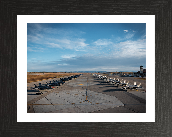 RAF USAF and RAAF F-35s on the line Photo Print - Royal Air Force Aircraft Hampshire Prints 10 x 8 Black Frame Yes
