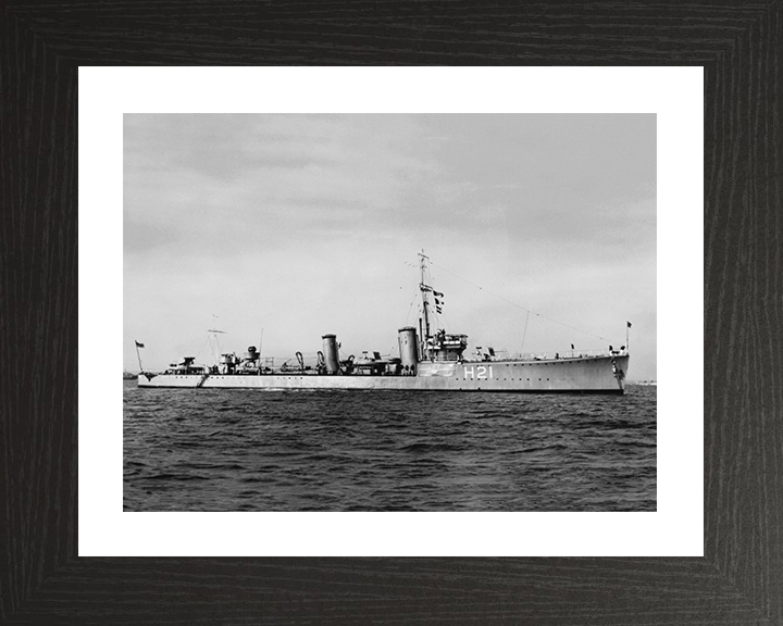 HMS Scimitar (H21) Photo Print - At Anchor 1935 - Royal Navy S Class Destroyer Posters, Prints, & Visual Artwork Hampshire Prints 10 x 8 Black Frame Yes