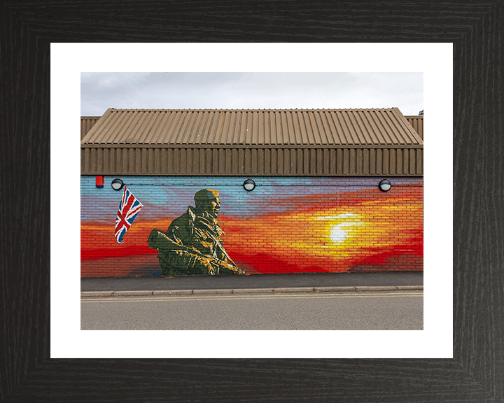 Royal Marines Commando Falklands Yomper Mural Photo Print - CTCRM Lympstone Hampshire Prints 10 x 8 Black Frame Yes