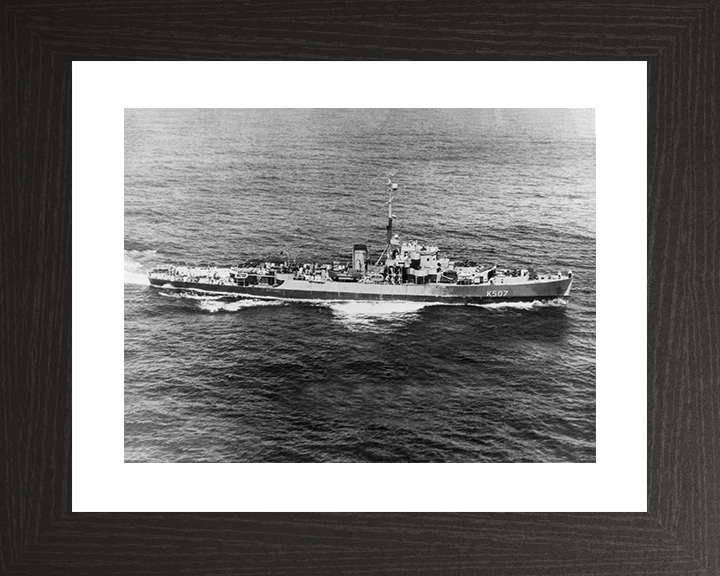 HMS Dominica (K507) Royal Navy Colony Class Frigate At sea 1944 Photo Print Wall Art Decor Posters, Prints, & Visual Artwork Hampshire Prints 10 x 8 Black Frame Yes