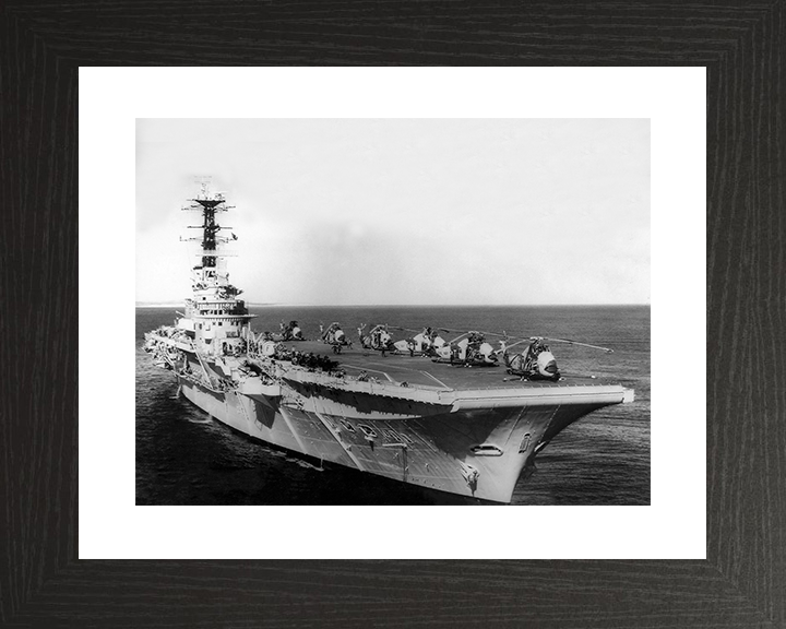 HMS Bulwark (R08) Royal Navy Centaur Class Fleet Carrier Starboard Bow View Photo Print Wall Art Decor Posters, Prints, & Visual Artwork Hampshire Prints 10 x 8 Black Frame Yes