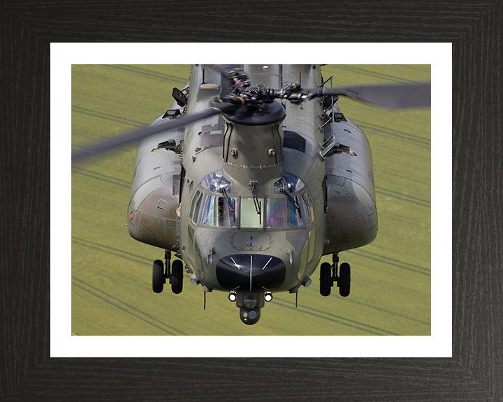 RAF Chinook Helicopter closeup Photo Print - Royal Air Force Aircraft Hampshire Prints 10 x 8 Black Frame Yes
