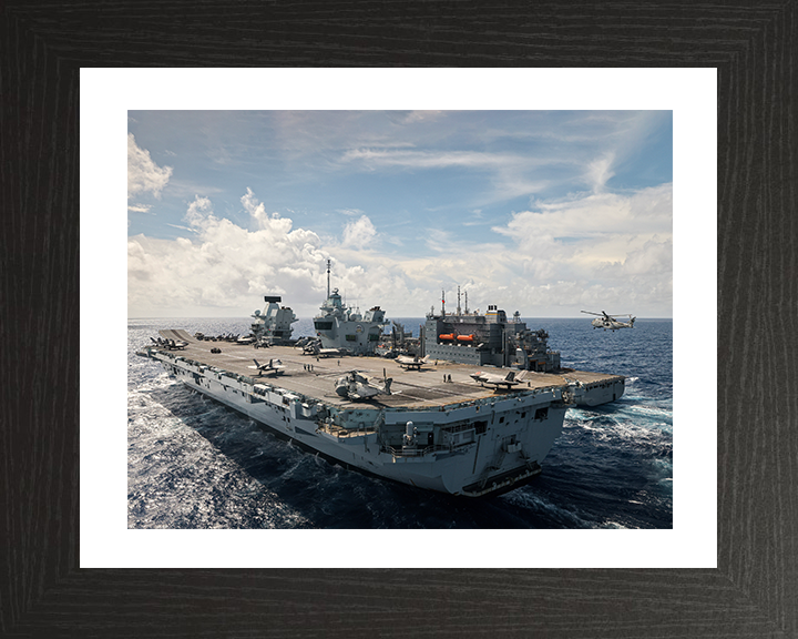 HMS Prince of Wales (R09) Photo Print - RAS Aug 2025 - Royal Navy Queen Elizabeth Class Aircraft Carrier Hampshire Prints 10 x 8 Black Frame Yes