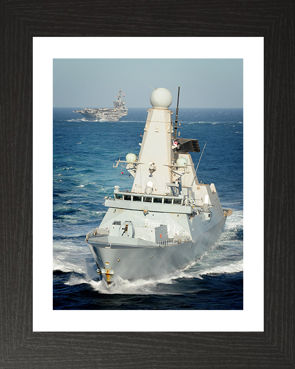 HMS Daring (D32) Photo Print - With USS Carl Vinson 2012 - Royal Navy Type 45 Destroyer Posters, Prints, & Visual Artwork Hampshire Prints 10 x 8 Black Frame Yes