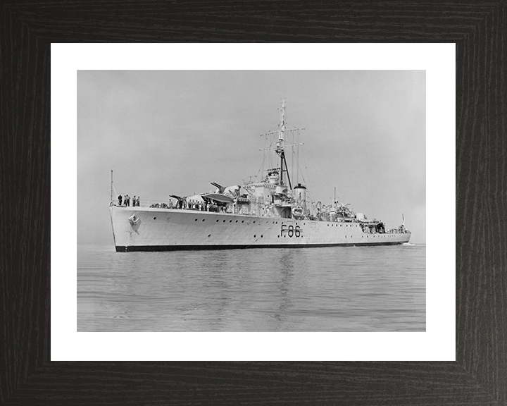 HMS Pelican (F86) Photo Print - At Sea 1954 - Royal Navy Egret Class Sloop Posters, Prints, & Visual Artwork Hampshire Prints 10 x 8 Black Frame Yes