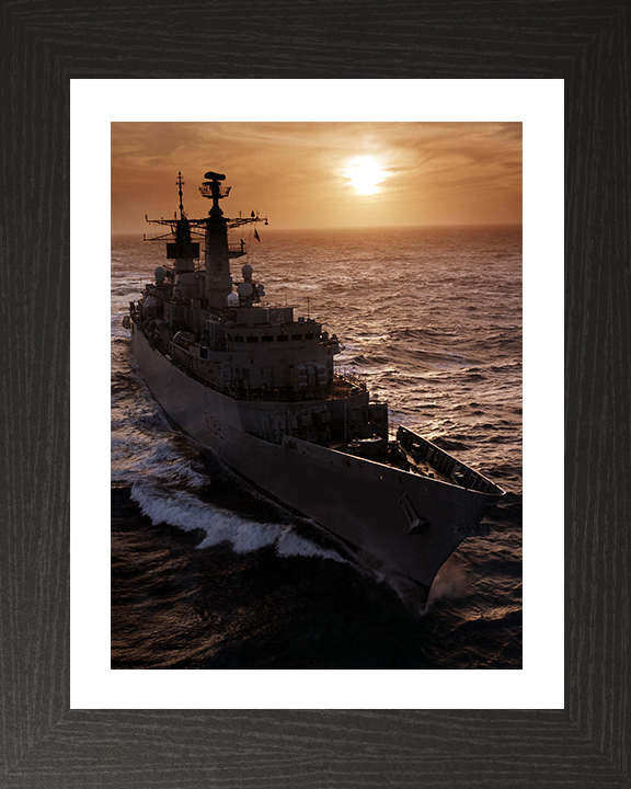 HMS Boxer (F92) Photo Print - Sunset At Sea 1997 - Royal Navy Type 22 Frigate Posters, Prints, & Visual Artwork Hampshire Prints 10 x 8 Black Frame Yes