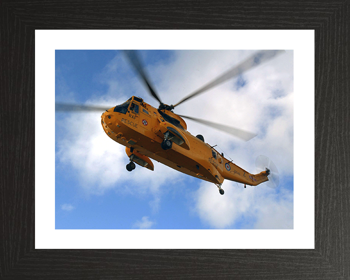 RAF (SAR) Sea King Helicopter From Below 2007 Photo Print - Royal Air Force Aircraft Posters, Prints, & Visual Artwork Hampshire Prints 10 x 8 Black Frame Yes